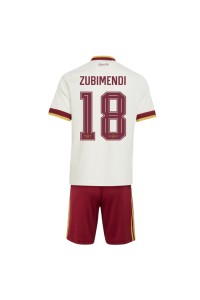 Espanja Martin Zubimendi #18 Jalkapallovaatteet Lasten Vieraspeliasu MM-kisat 2026 Lyhythihainen (+ Lyhyet housut)